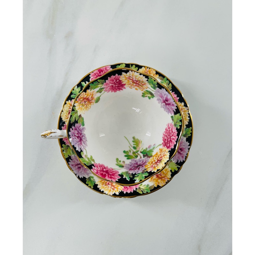 1939 Vintage PARAGON Fine Bone China Cup & Saucer CHRYSANTHEMUM (MUMS) FLOWERS - Picture 2 of 11